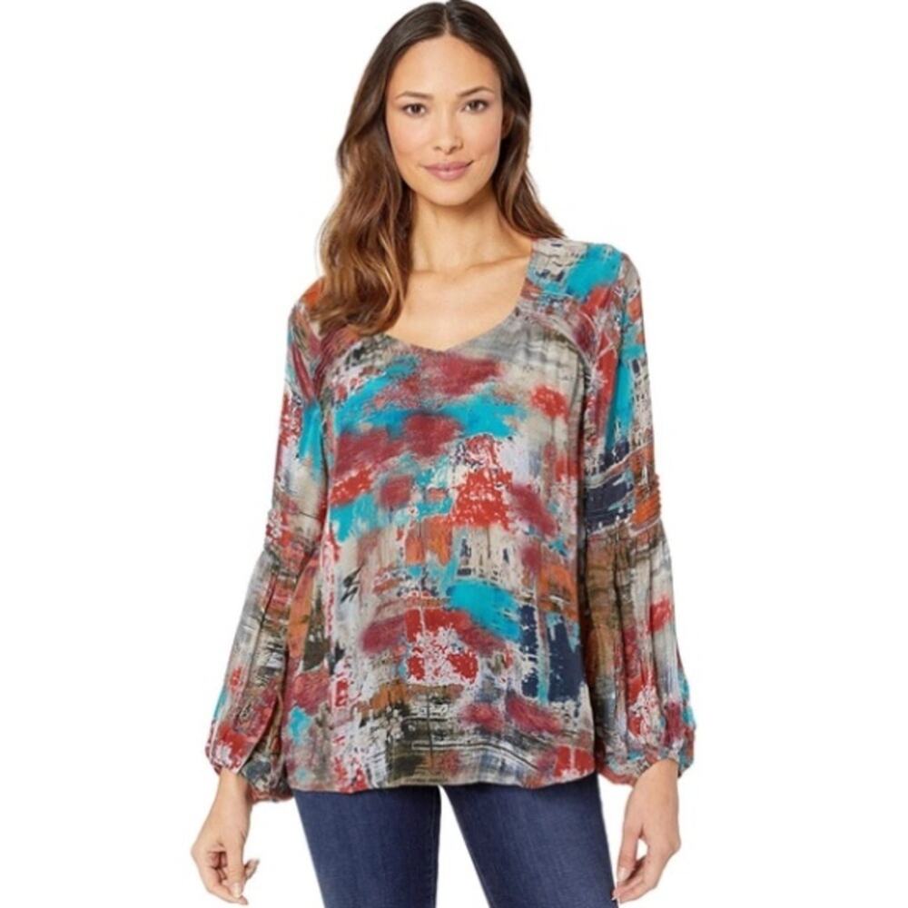 Tolani Womnen's Serenity Clouds Top Boho Blouse M